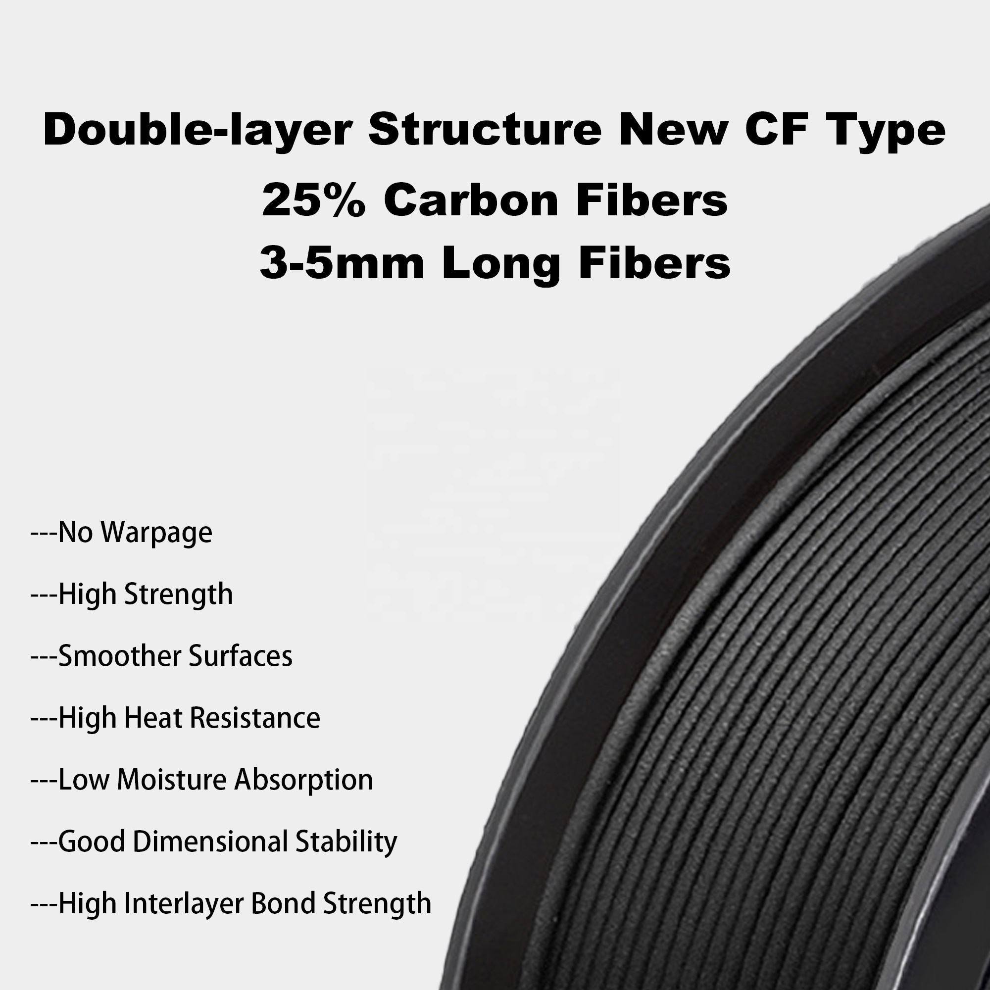 pa6 cf filament nylon 6 renforcé de fibres de carbone | 1.75mm & 2.85mm | engineering grade 3d printer filament pa6 cf filament nylon 6 renforcé de fibres de carbone | 1.75mm & 2.85mm | engineering grade 3d printer filament