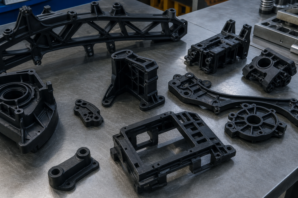 Analyse technique du moulage de polyamide avec des pièces moulées en PA6, PA66 et PA12 sur un banc d'essai