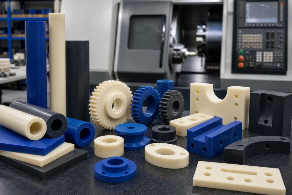 Nylatron machining services with cast nylon stock, gears, bushings, rollers and wear components